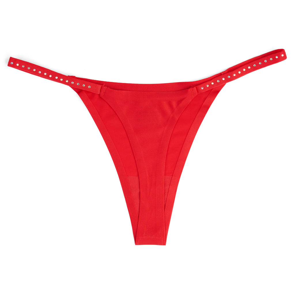 Studded Satin Thong