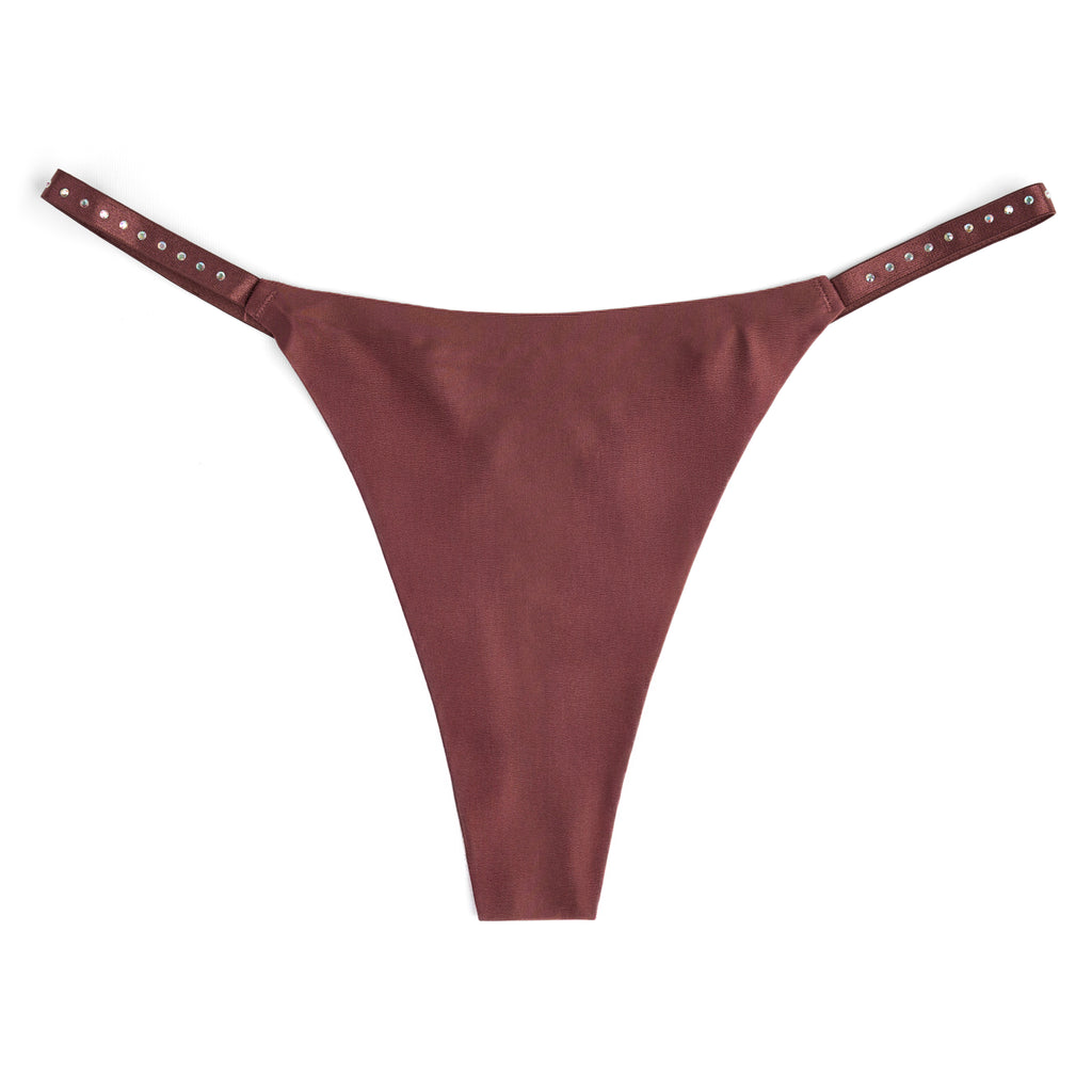 Studded Satin Thong