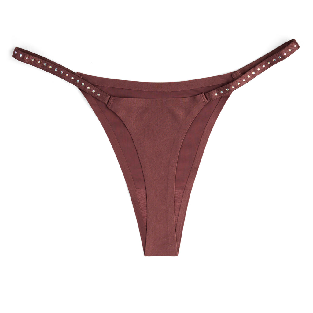 Studded Satin Thong
