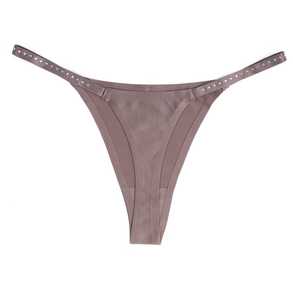 Studded Satin Thong