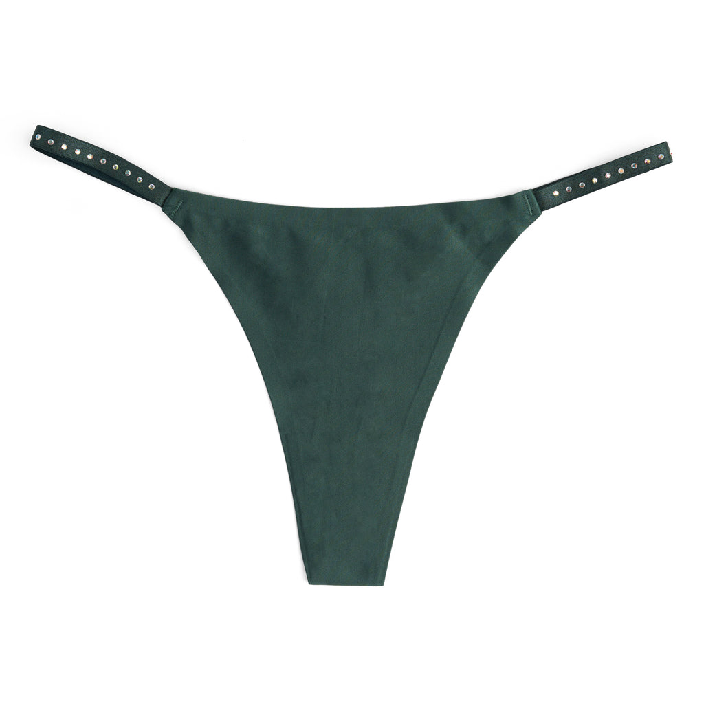 Studded Satin Thong