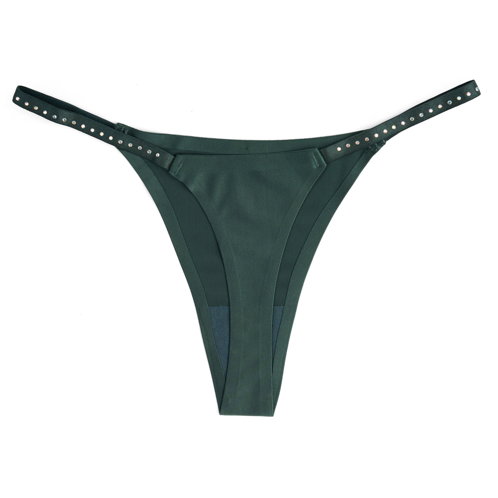 Studded Satin Thong