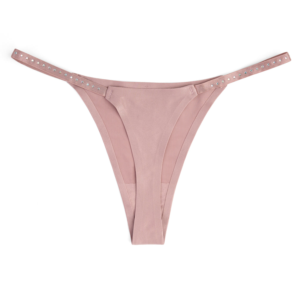 Studded Satin Thong